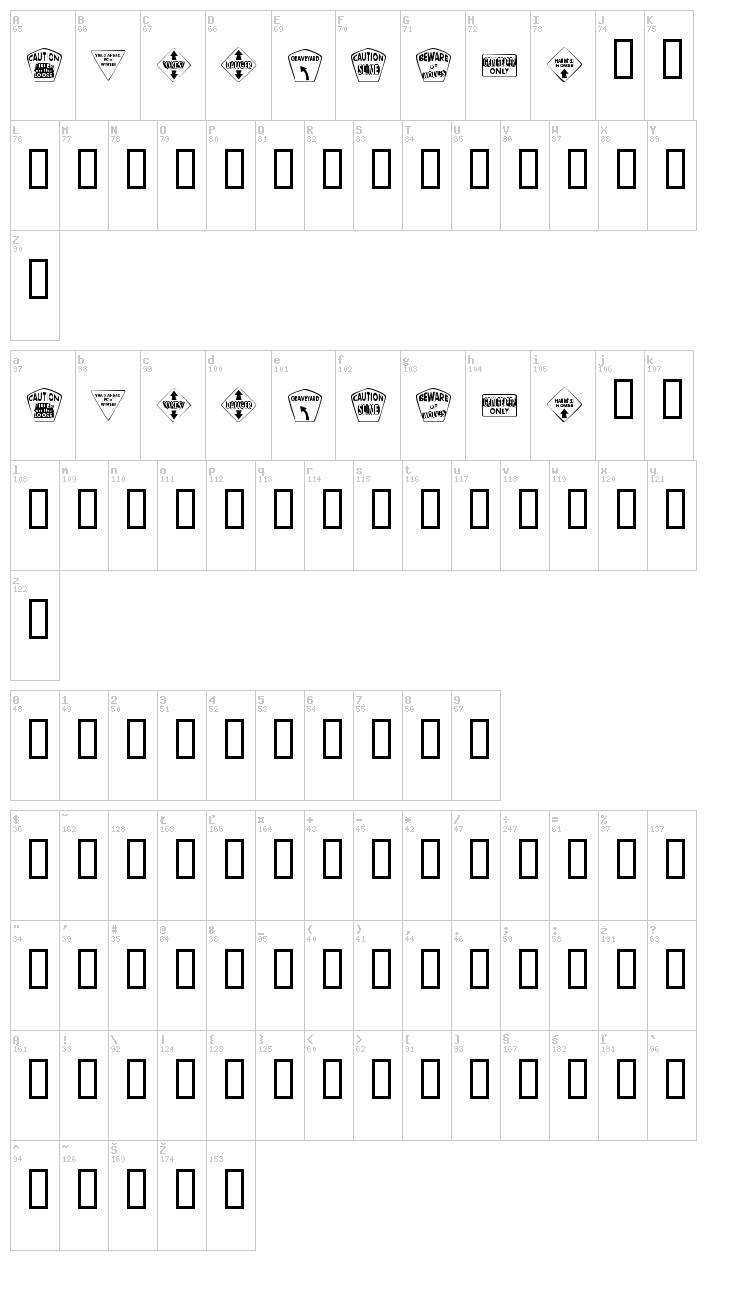 KR Halloween Signs font map